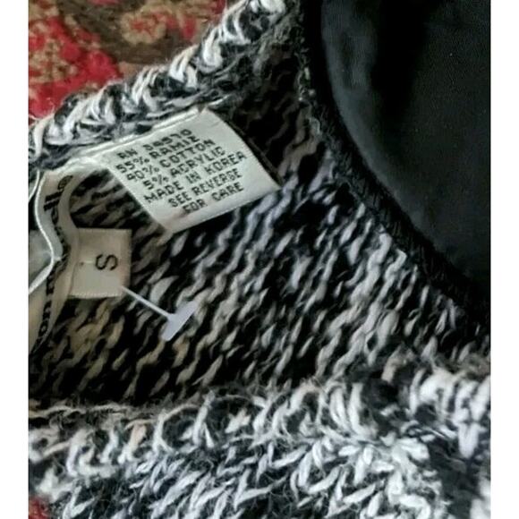 Vintage 80s Textured Sweater 3d Women S Black White Gray Stripe Ramie Knit Top - Picture 9 of 11